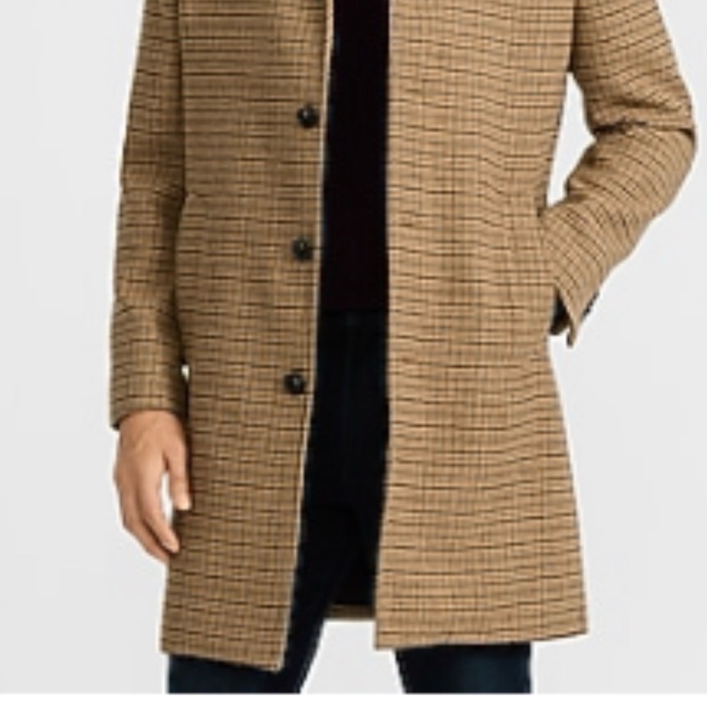 Express Men's Brown Checkered Trench Coat